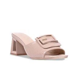 Ronnie Grey Textured PU Block Sandals with Buckles image 5