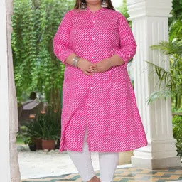 SINSINI Women Plus Size Leheriya Printed Kurta-picture-4