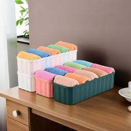 Kuber Industries Green & White Set of 4 Regular Drawer Organisers With Compartments-9