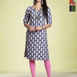 Moda Rapido Women Ethnic Motifs Printed Thread Work Floral Crepe Kurta-picture-23