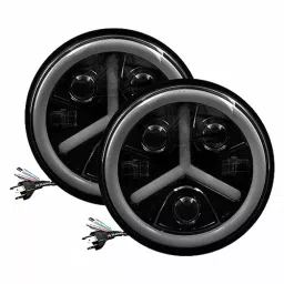 Oswin Gold OG-12-2 75 W 17.78 cm (7 Inch) Round White LED Headlight with Hi/Low Beam for Bullet, Harley Davidson & Jeep Wrangler (Set of 2 Pcs)-2