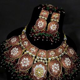 TISHUL JEWELS Gold-Plated Artificial Stones Studded And Beaded Meenakari Jewellery Set-image-23