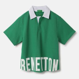 United Colors of Benetton Boys Typography Polo Collar Applique Boxy T-shirt-image-28