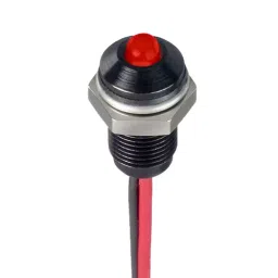 RS PRO Red Panel Mount Indicator 21.6-26.4V DC, Mounting Hole Size 6 mm, Termination Type Lead Wires, IP Rating IP67, Model No 1713807-25