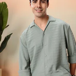Mast & Harbour Textured Drop- Shoulder Sleeves Relaxed Fit Casual Shirt-image-91