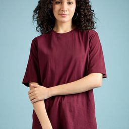 URBANICE Round Neck Oversized Cotton T-shirt-image-95