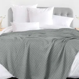URBAN SPACE Grey Checked AC Room 150 GSM Double Bed Blanket-image-85