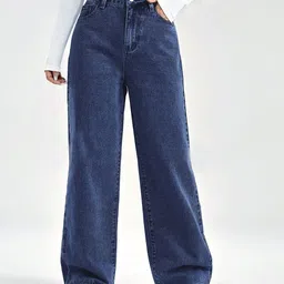 TYFFYN Women Classic Wide Leg High-Rise Clean Look Stretchable Denim Jeans-picture-43