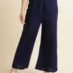 Fabclub Women Navy Blue Palazzos-picture-5