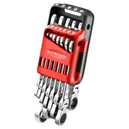 FACOM 7-19 mm Satin Chrome Metric Flex Ratchet Combination Wrench ((Set of 12), 467BF.JP12PB-65