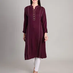 DELIS Women Embroidered Thread Work Mandarin Collar Straight Kurta-58