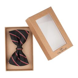 The Tie Hub Men Striped Microfiber Bow Tie-image-38