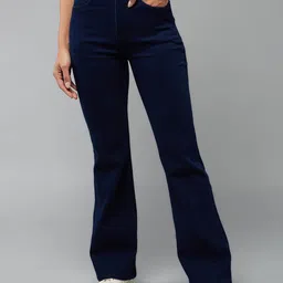 DOLCE CRUDO Women Cotton Bootcut High-Rise Stretchable Jeans-picture-30