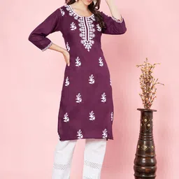HERE&NOW Women Floral Printed Thread Work Kurta-picture-29