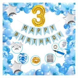 Bubble Trouble Boys Happy Birthday Balloon Banner Decoration Kit Combo Blue - Pack of 64-image-111