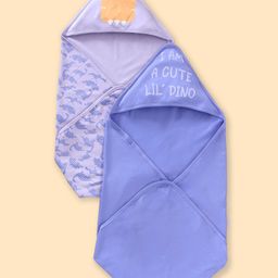 Babyoye Male  100% Cotton with Eco Jiva Finish Dino Printed Hooded Towel - Purple-image-9