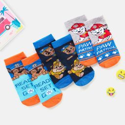 Cutewalk By Babyhug Anti Bacterial Ankle Length Non Terry Socks Paw Patrol Design Pack of 3- Blue & Orange-image-61