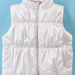 Little Kangaroos Woven Sleeveless Solid Droop Shoulder Quilted Jacket - Cream-image-90