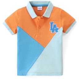 Babyhug Cotton Knit Half Sleeves Striped Polo T-Shirt Color Block - Multicolor-image-2
