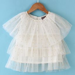 Little Kangaroos Woven Sleeveless Top with Net Detailing - Fawn Beige-image-46