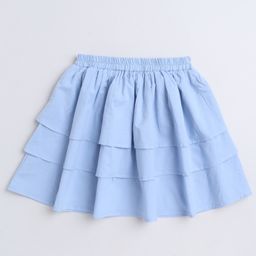 Aww Hunnie 100% Cotton Solid Layered Skirt - Blue-image-93
