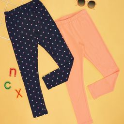 YU by Pantaloons Pack Of 2 Stars Printed & Solid Leggings - Multi Colour-image-73
