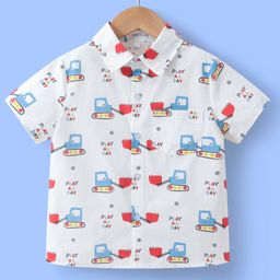 Mark & Mia Cotton Knit Half Sleeves Vehicle Printed Shirt - White-image-66