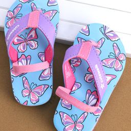 Cute Walk by Babyhug ButterflyPrinted Flip Flops with Back Strap - Sky Blue-image-56