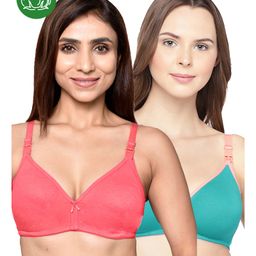 Inner Sense Organic Cotton Pack Of 2 Solid Antimicrobial Soft Feeding Bras - Multi Colour-image-75