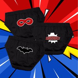 NUSYL Cotton Pack Of 3 Superhero Text Printed Briefs - Black-image-52