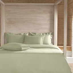 SANSAAR A DDECOR BRAND LIVE CONSCIOUSLY Green Cotton 3 Piece Superfine Bedding Set-image-62