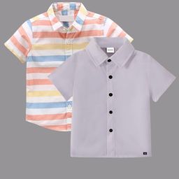 BAESD Boys Classic Pack Of 2 Striped Cotton Casual Shirt-image-95