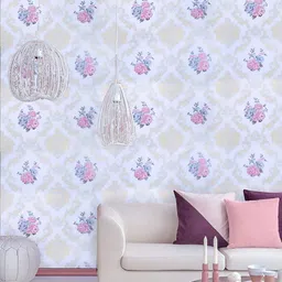 INDIAN ROYALS Violet & Blue Printed Damask Design Home Decor Waterproof Wallpaper-image-84