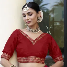 HERE&NOW Silk V-Neck Readymade Saree Blouse-picture-56