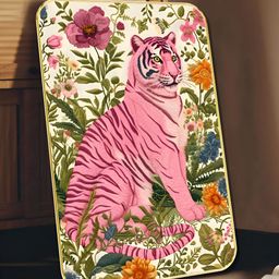SAF Pink & White MDF Tiger in Bloom Wall Art-image-14