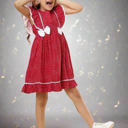 TeenTrums Polka Dot Print Fit & Flare Dress-image-41