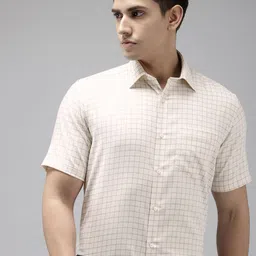 Van Heusen Pure Cotton Custom Grid Tattersall Checked Formal Shirt-picture-41