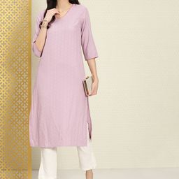 House of Pataudi Women Striped Pastels Rozana Kurta-picture-22