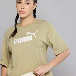 Puma Brand Logo Printed Drop-Shoulder Sleeves Pure Cotton Boxy T-shirt-picture-16