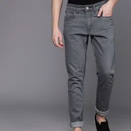 WROGN Men Grey Slim Fit Mid-Rise Clean Look Stretchable Jeans-picture-31