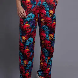 GO DEVIL Men Floral Printed Original Loose Fit High-Rise Trousers-image-71