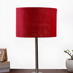 Aura Maroon Metal Cylindrical Shaped Table Lamp-image-93