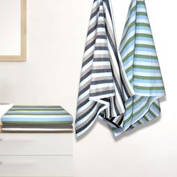 Athom Living Iris Beige & Green 4 Pieces Striped Cotton 210 GSM Bath Towels-77