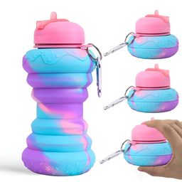 Aura Pink & Blue Set of 4 Plastic Printed Smart Vacuum Water Bottle-13
