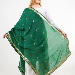 Karthav Fashion Ethnic Motifs Printed Gotta Patti Art Silk Dupatta-47