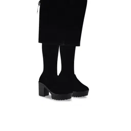 Shoetopia Block Heeled Lace-UpHigh-Top Boots-image-42