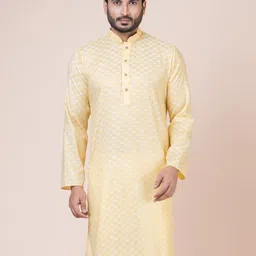 Nawaz's Mandarin Collar Cotton Silk Straight Kurtas-image-63