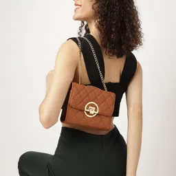 Fastrack Textured PU Structured Sling Bag with Quilted image 5