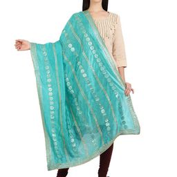 Karthav Fashion Floral Embroidered Silk Dupatta With Phulkari-42