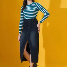 98 Degree North Striped Round Neck Cotton Pullover Sweaters-picture-24